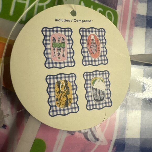 Set Of 4 C&C Cali Assorted SARDINES Melamine Appetizer Plates Nautical Blue - Picture 4 of 7